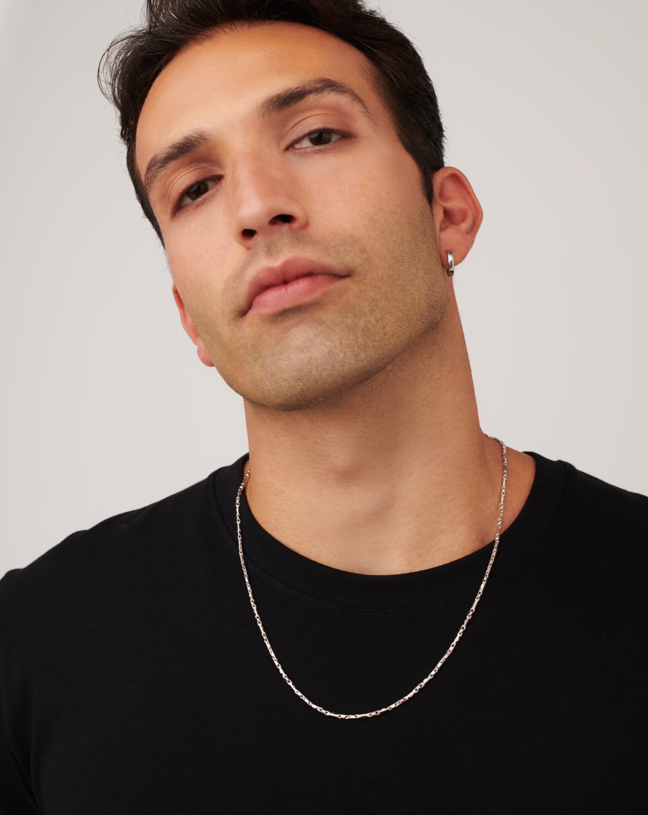 Men's Sterling Silver Interlocking Link Chain Necklace - Durable & Stylish Jewelry for Everyday Wear, Gifts & Special Occasions
