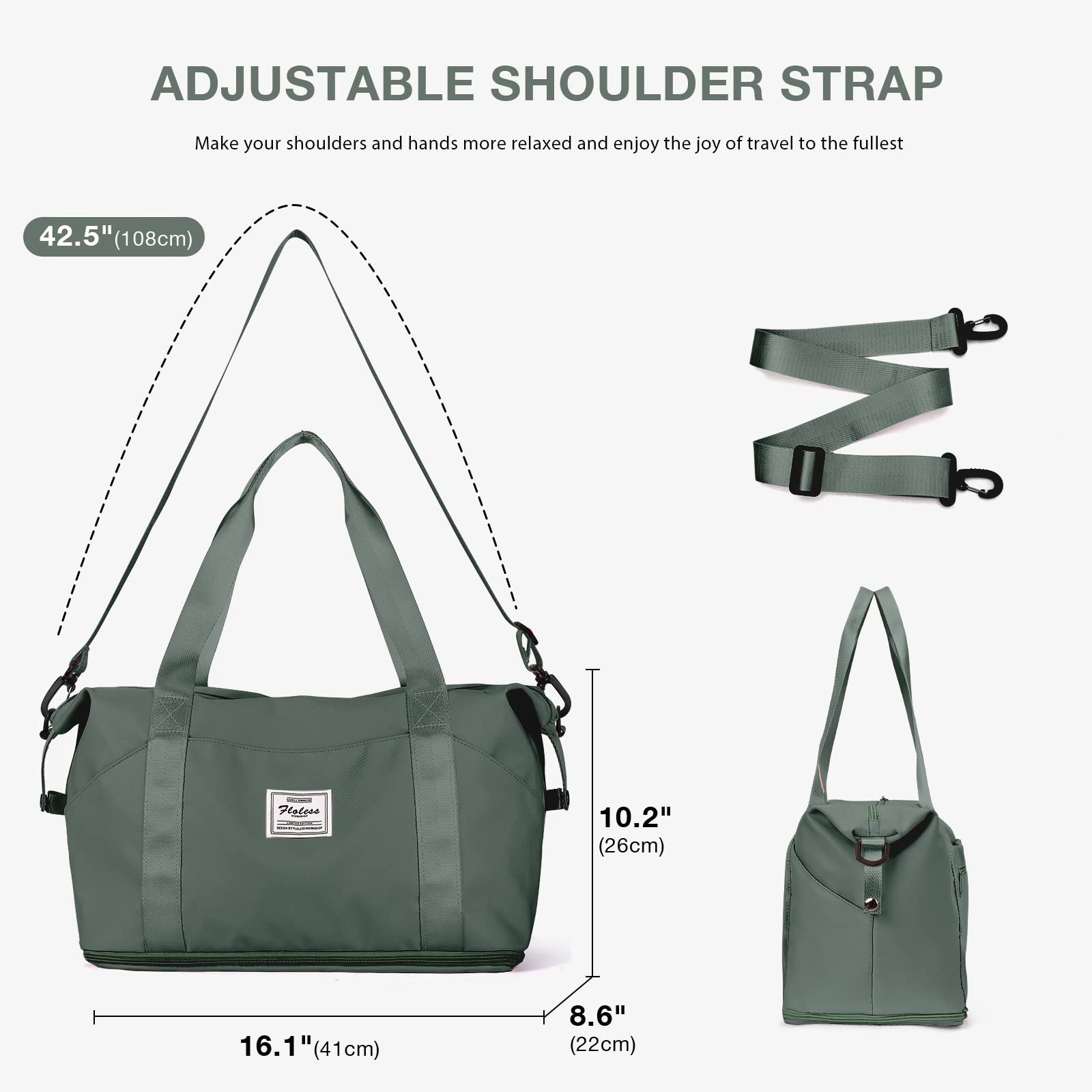 **Women's Waterproof Expandable Travel Duffle Bag - Sport Gym Tote, Weekender Carry-On & Overnight Beach Bag - Perfect for Workouts, Weekend Getaways & Beach Vacations**