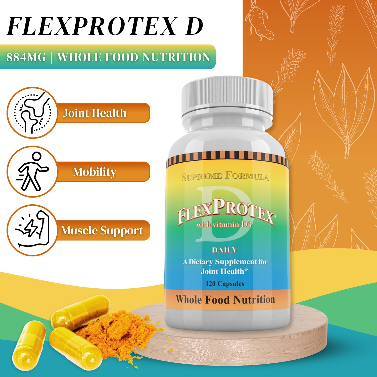 Flexprotex D Joint Muscle Bone Support Supplement with Turmeric, Glucosamine, Chondroitin, Ashwagandha, Bromelain & Yucca - 12 Bottles (1,440 Capsules) - Supports Mobility, Reduces Inflammation & Promotes Joint Health for Active Lifestyles & Aging Adults