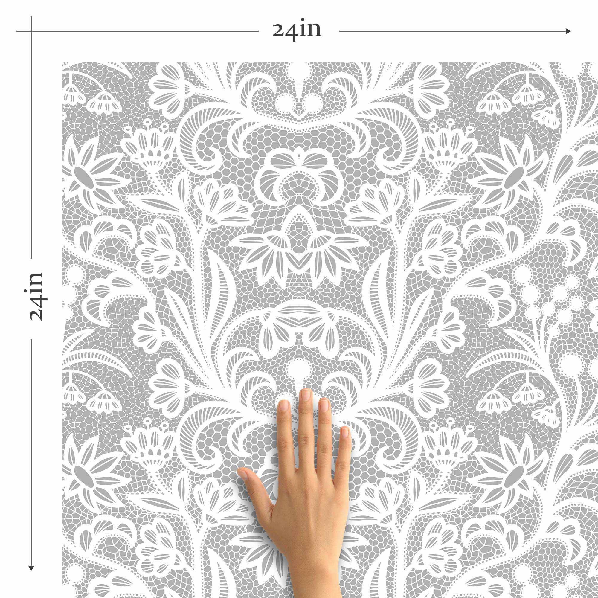 Grey Flowers Peel and Stick Removable Wallpaper - Self-Adhesive Wall Decal for Bedroom, Living Room, Nursery & Office Decor - Easy to Apply & Remove