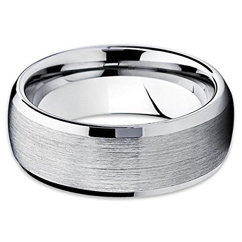 8mm Silver Tungsten Carbide Wedding Band for Men & Women - Durable Scratch-Resistant Ring for Engagement, Anniversary & Everyday Wear