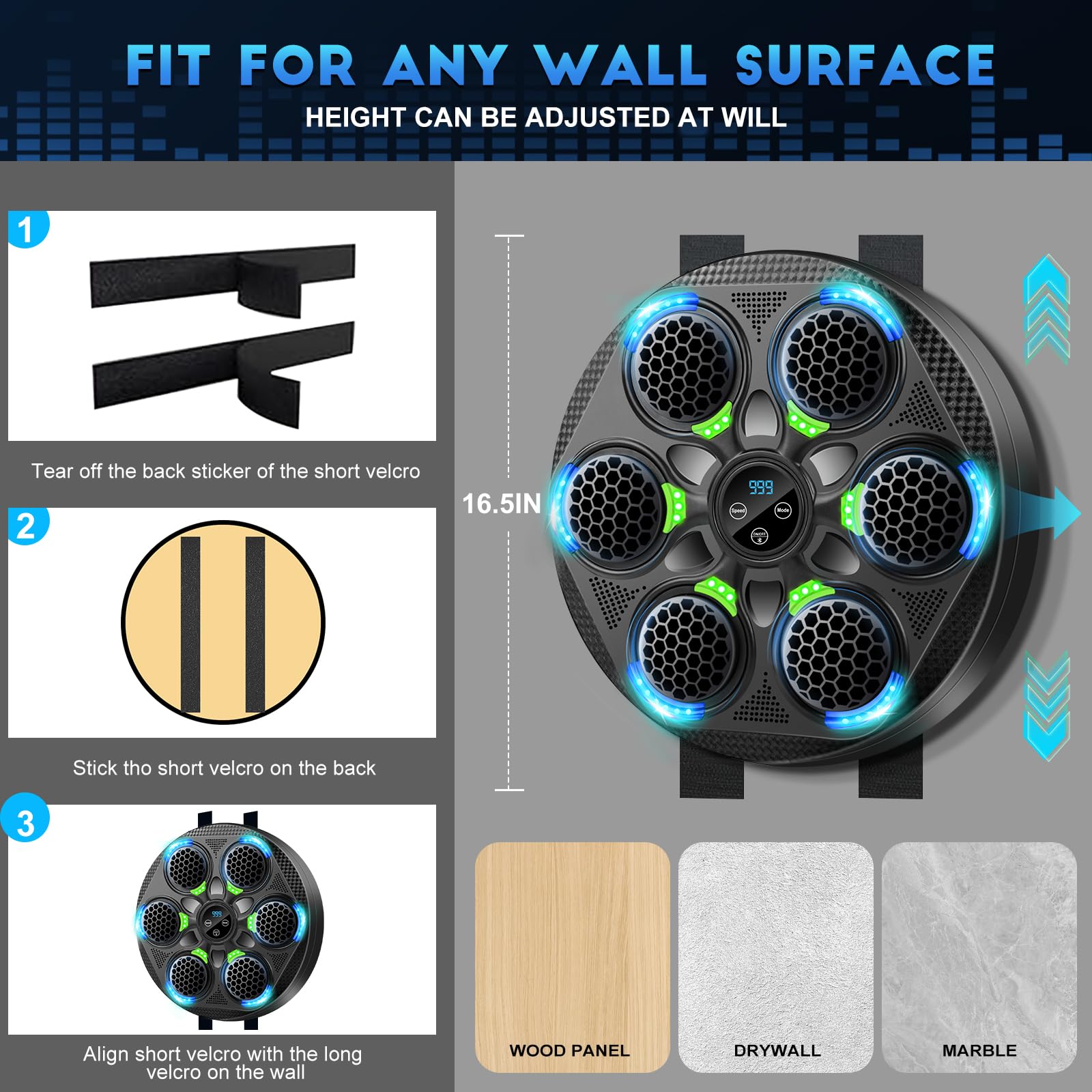 Smart Bluetooth Boxing Machine for Adults & Kids - Electronic Punching Bag with Gloves, Wall Mounted Home Gym Equipment for Indoor Fitness & Stress Relief - Perfect for Cardio Workouts, Family Fun & Boxing Training