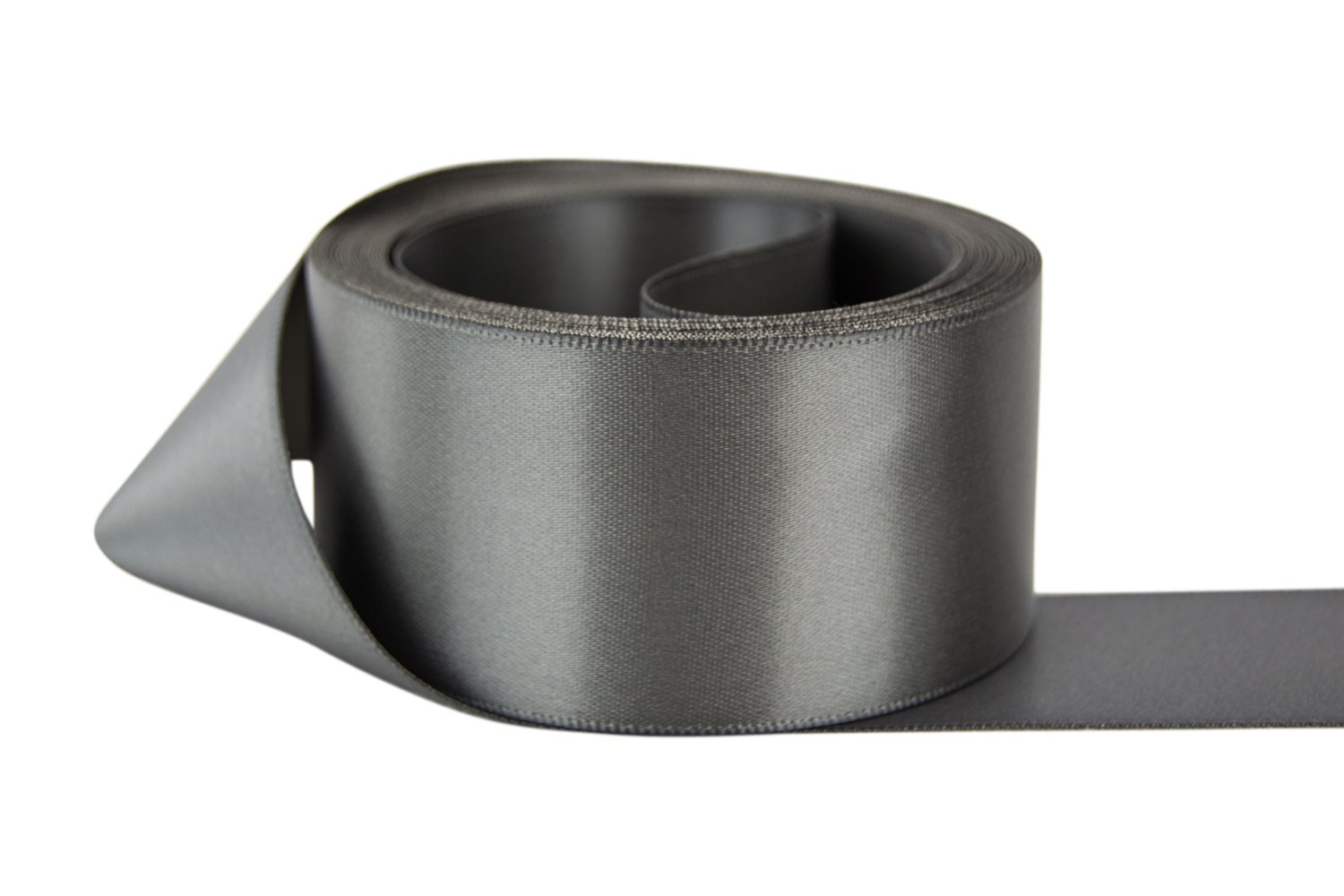 Double Faced Satin Ribbon 7/8 inch Pewter - 100% Polyester Craft Ribbon by The Yard for Gift Wrapping, Wedding Decor & DIY Projects | Ribbon Bazaar