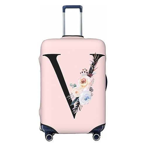 Black Letter V With Boho Floral Flowers Leaves