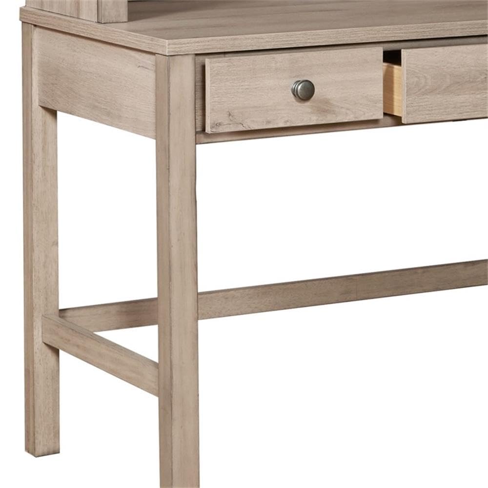 Brown USB Port Desk with Drawers - Modern Home Office Desk for Work & Study, Perfect for Small Spaces & Dorm Rooms