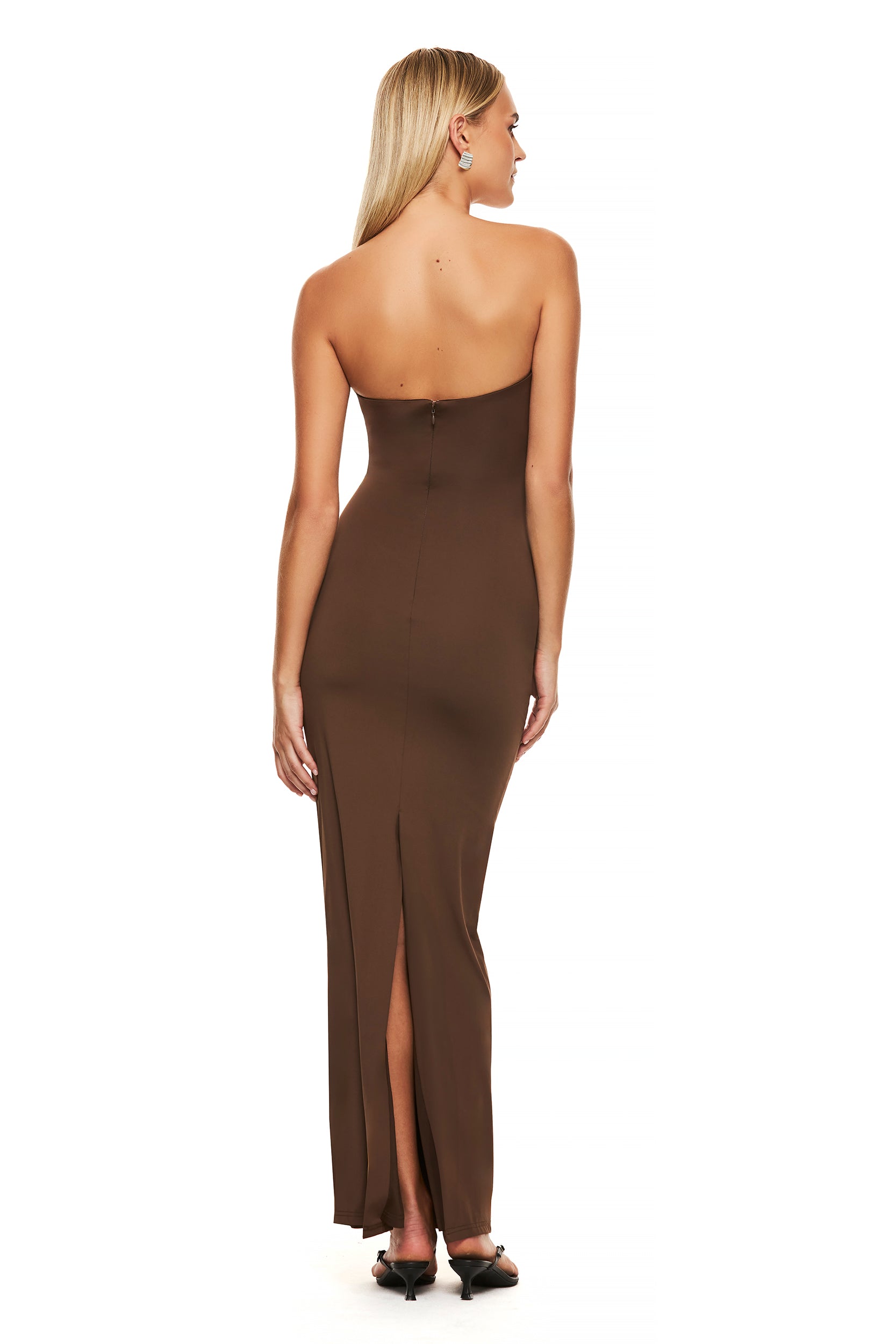 Evelyn Chocolate Brown Dress for Women - Elegant & Stylish Party Wear for Evening Events, Weddings & Date Nights