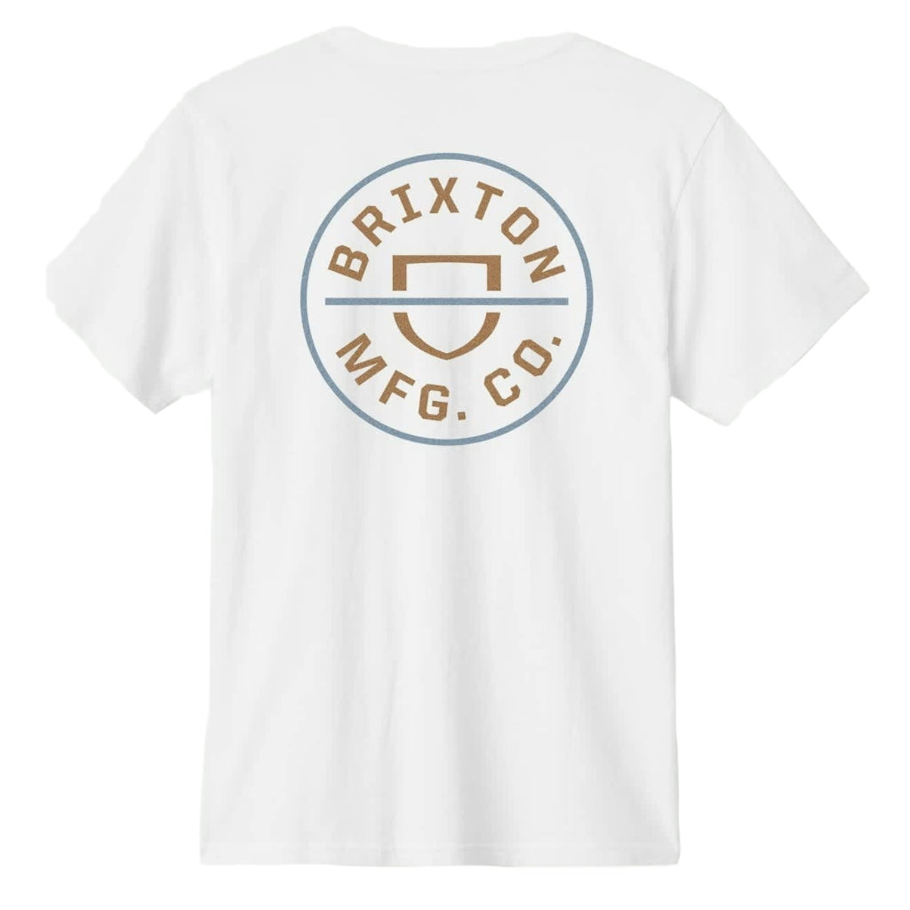 Brixton Crest II Short Sleeve T-Shirt for Men - White, Light Brown, Slate - Casual Wear, Street Style, Summer Outfits