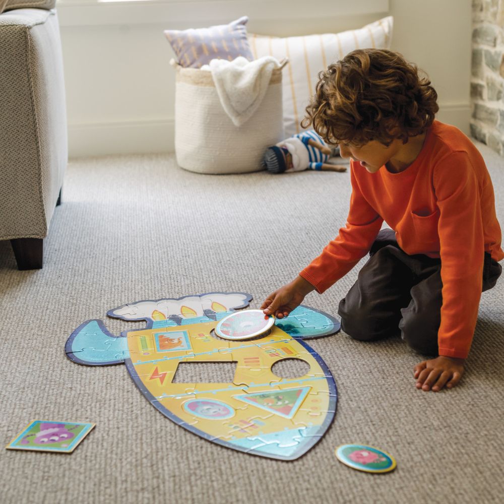 Peaceable Kingdom Shiny Rocket Floor Puzzle for Kids – Fun & Educational Space-Themed Puzzle for Playrooms & Classrooms