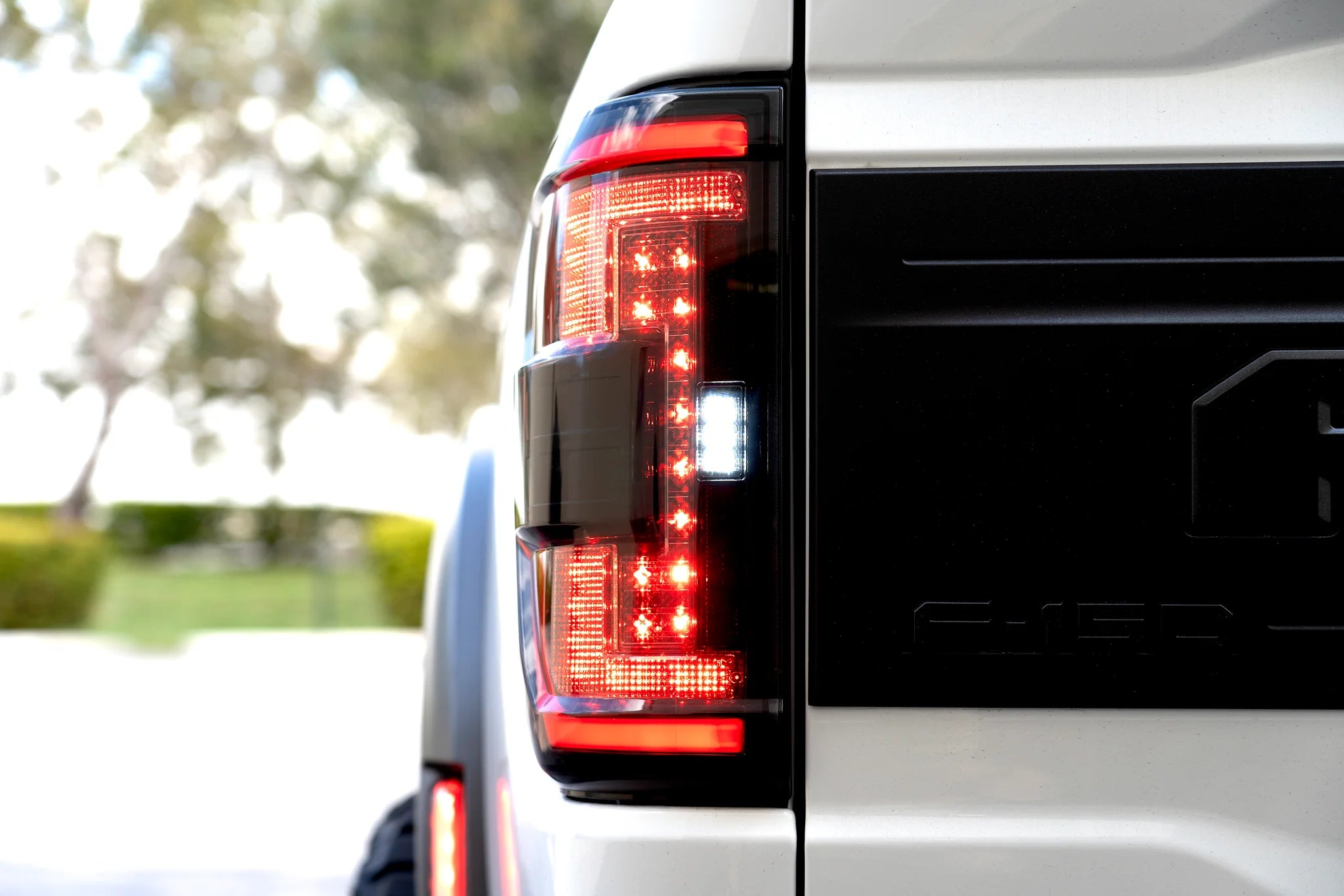 Ford F150 & Raptor 2021-2023 OLED Tail Lights with Red Smoked Lens - Direct Replacement for OEM Halogen Lights with Blind Spot Warning & Startup Light Sequence - Perfect for Off-Roading & Night Driving