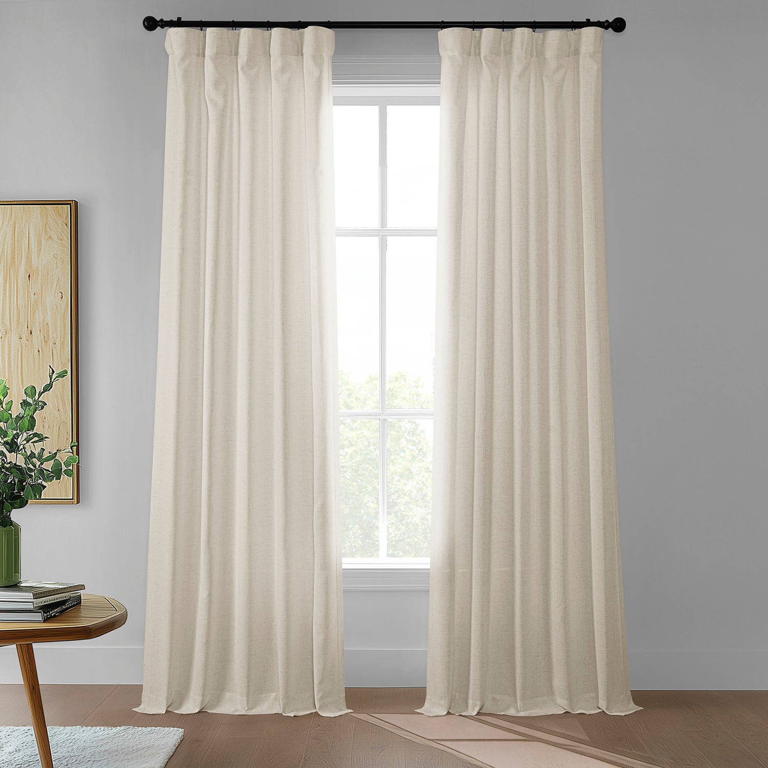 French Country Cream Farmhouse Faux Linen Sheer Curtains - 2 Panels Set for Living Room, Bedroom & Kitchen - Light Filtering Window Treatment for Farmhouse & Cottage Style Decor