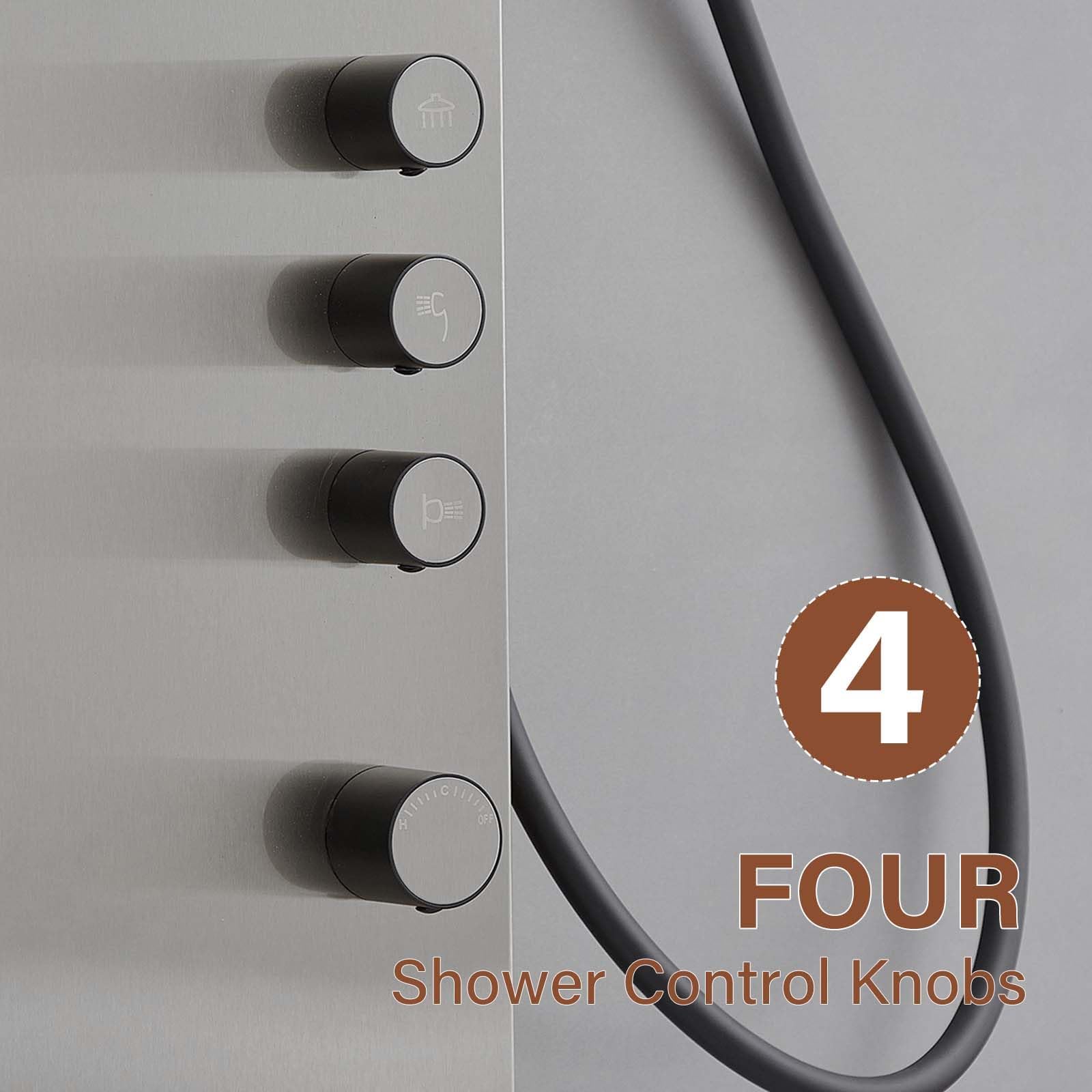 Brushed Nickel Shower Panel Tower System with Rainfall Shower Head & Handheld Wand - Multi-Function Large Area Massage Jets for Home & Hotel Use - Perfect for Spa-Like Relaxation and Luxury Bathroom Upgrades