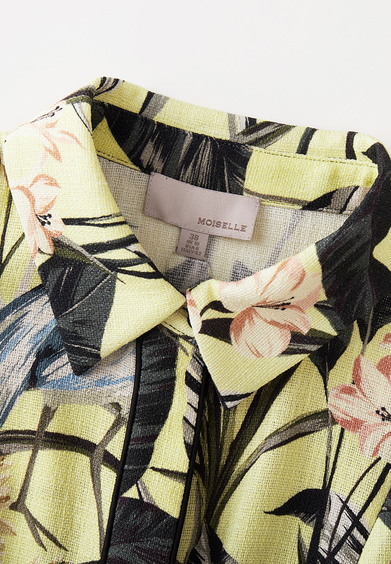Yellow Floral Print Collar Dress - Women's Summer Casual Flowy Dress for Outdoor, Party & Vacation | SEO-Friendly Fashion Attire