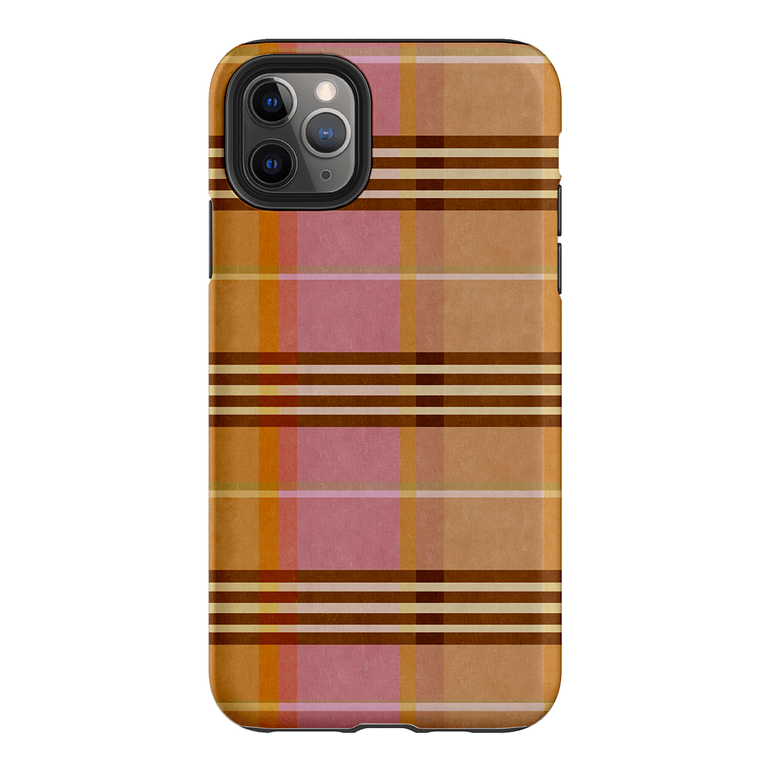 Peachy Plaid Phone Case for iPhone 15/14/13/12/11 Pro Max - Cute Tartan Pattern Protective Cover with Shockproof Design - Perfect for Everyday Use, Travel & Fashion Accessories