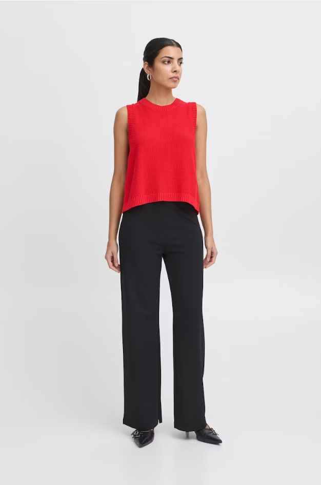 Doris Sleeveless Knit Top for Women - Soft Stretchy Summer Casual T-Shirt (Mars Red) - Perfect for Beach Outings, Date Nights & Everyday Wear
