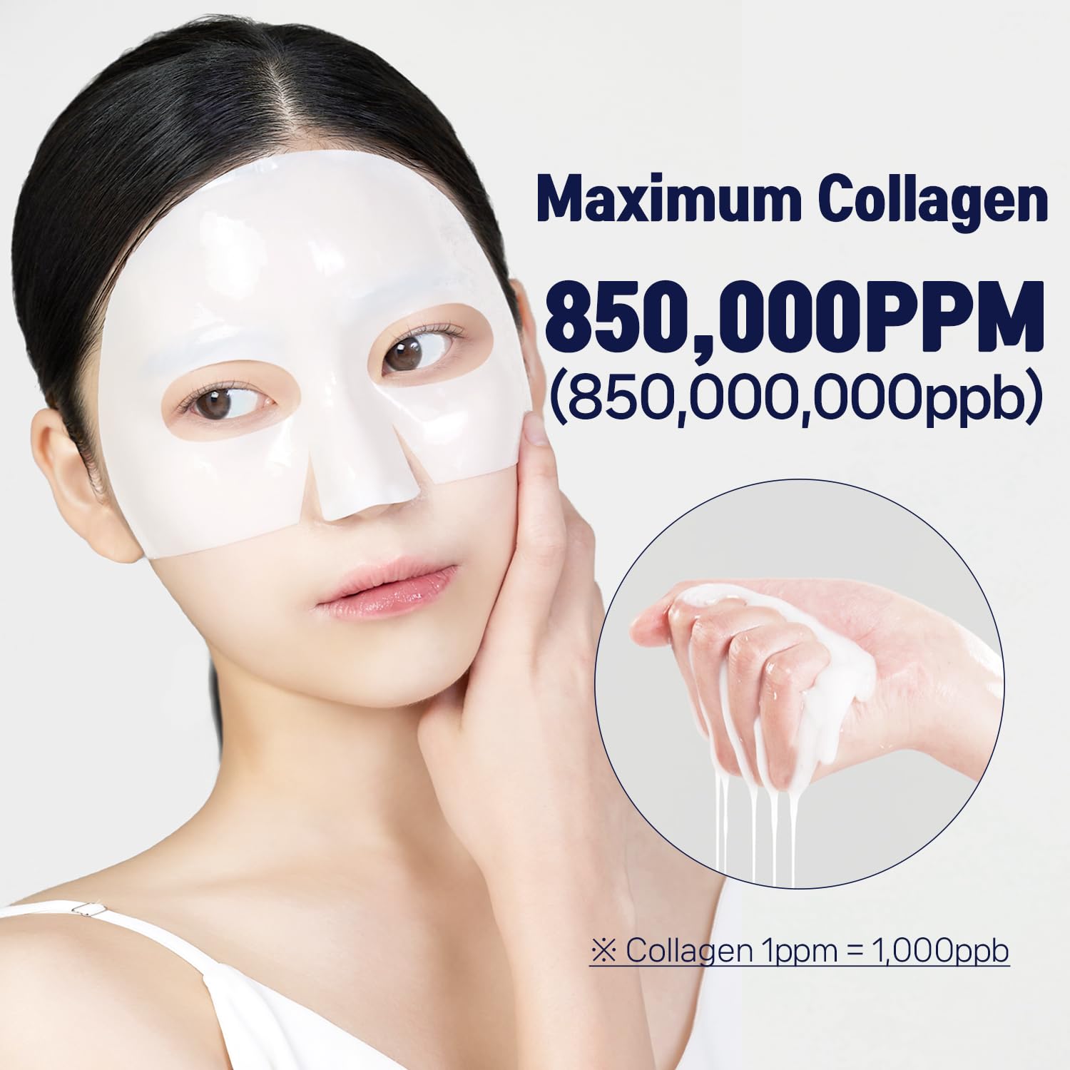 WELLDERMA Sapphire Premium Collagen Face Mask 8 Pack - Korean Hydrogel Sheet Mask for Dry & Rough Skin - Overnight Hydrating Mask with Niacinamide & Patented Porous Structure - Perfect for Nighttime Skincare Routine & Skin Rejuvenation