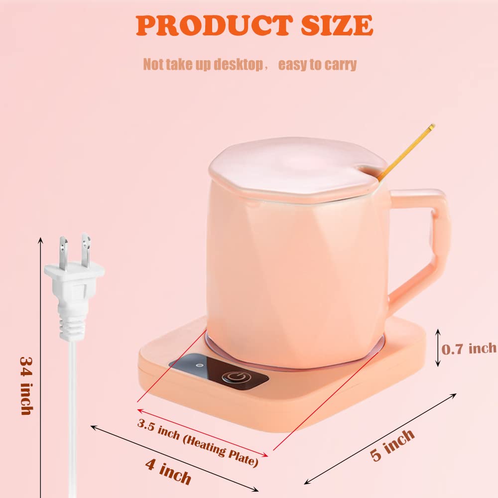 Premium Aluminum Coffee Mug Warmer for Coffee, Tea, Cocoa & Milk - Safe & Reliable Beverage Warmer Coaster - Ideal for Home, Office & Travel - Pink (4