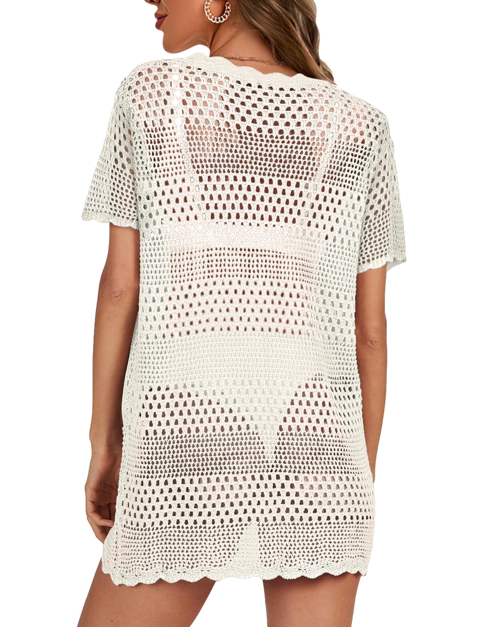 Women's White Crochet Swim Cover Up - Beach Dress Bikini Coverup for Swimsuits & Bathing Suits | Perfect for Poolside, Vacation & Summer Outfits 2025