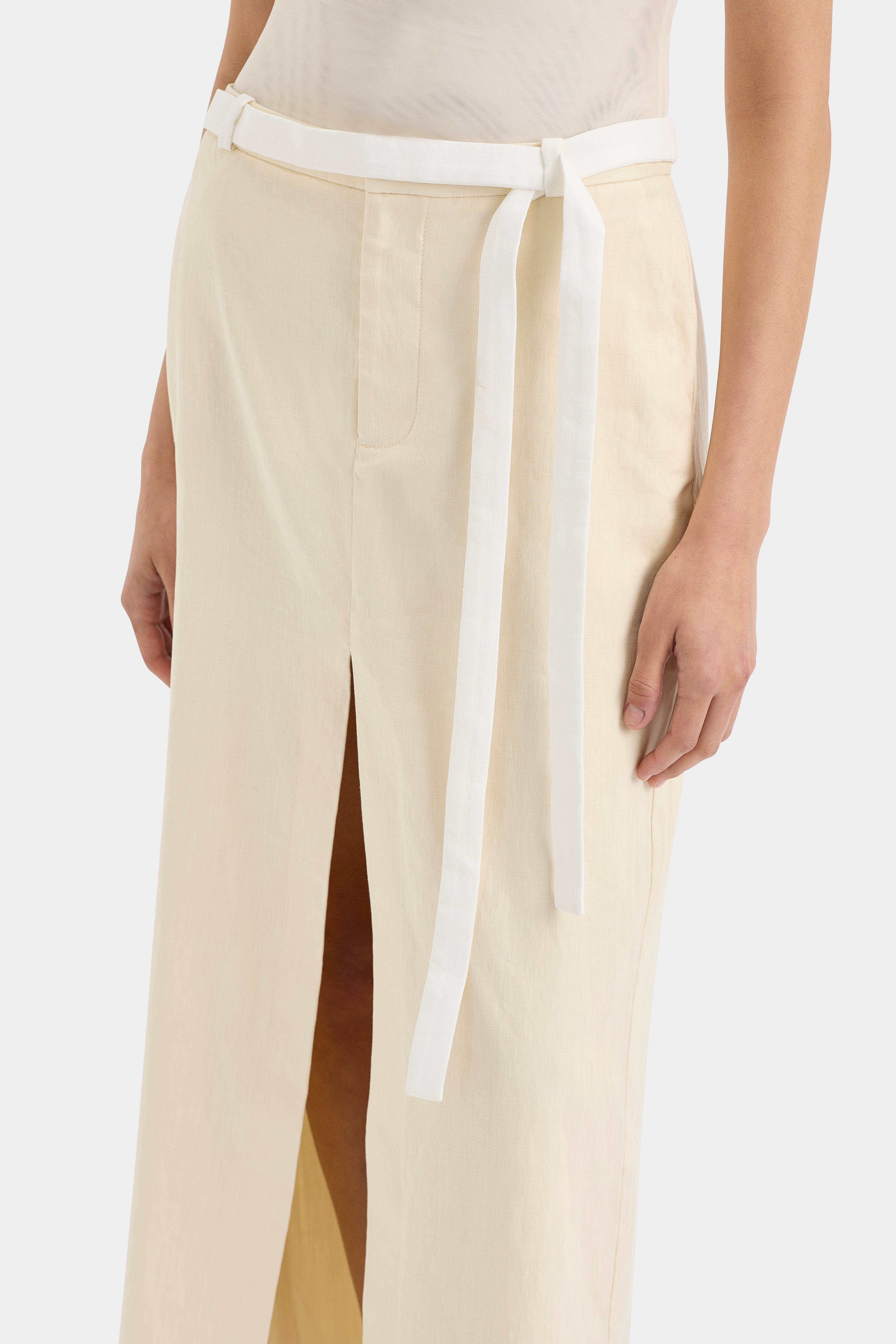 Dune Midi Skirt in Cream - Women's High Waisted A-Line Skirt for Casual Wear, Office & Date Night
