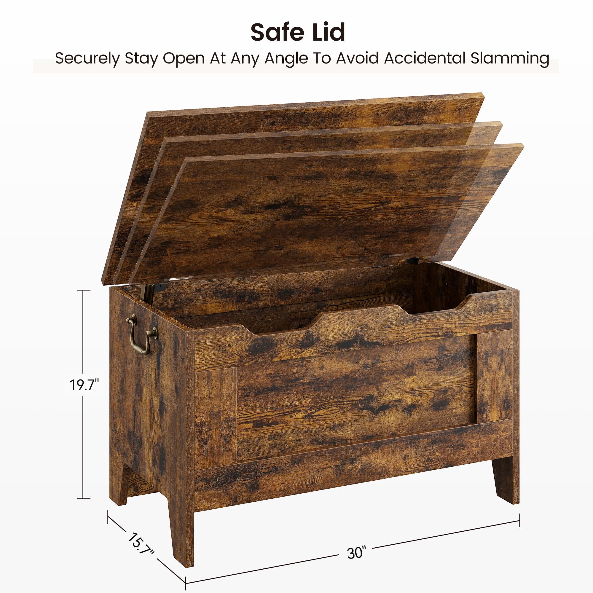 GARVEE 30 Inch Wooden Storage Bench with Safety Hinge - Flip Top Entryway Bench with Ample Storage Space - Retro Design MDF Board Bench - 350 lbs Weight Capacity - Perfect for Living Room, Bedroom & Hallway Organization