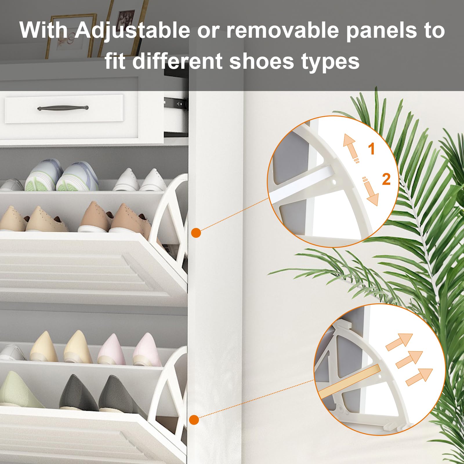 White 4-Tier Slim Flip Down Shoe Storage Cabinet with Drawer - Narrow Hidden Shoe Organizer for Entryway, Hallway & Apartment - Perfect for Small Spaces and Clutter-Free Home Organization