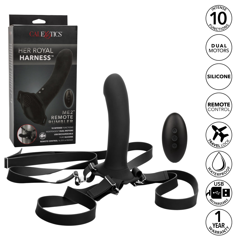 Her Royal Harness Me2 Remote Rumbler Vibrating Strap-On for Couples - Wireless Adult Toy for Lesbian, BDSM & Role Play - Enhance Intimacy in the Bedroom