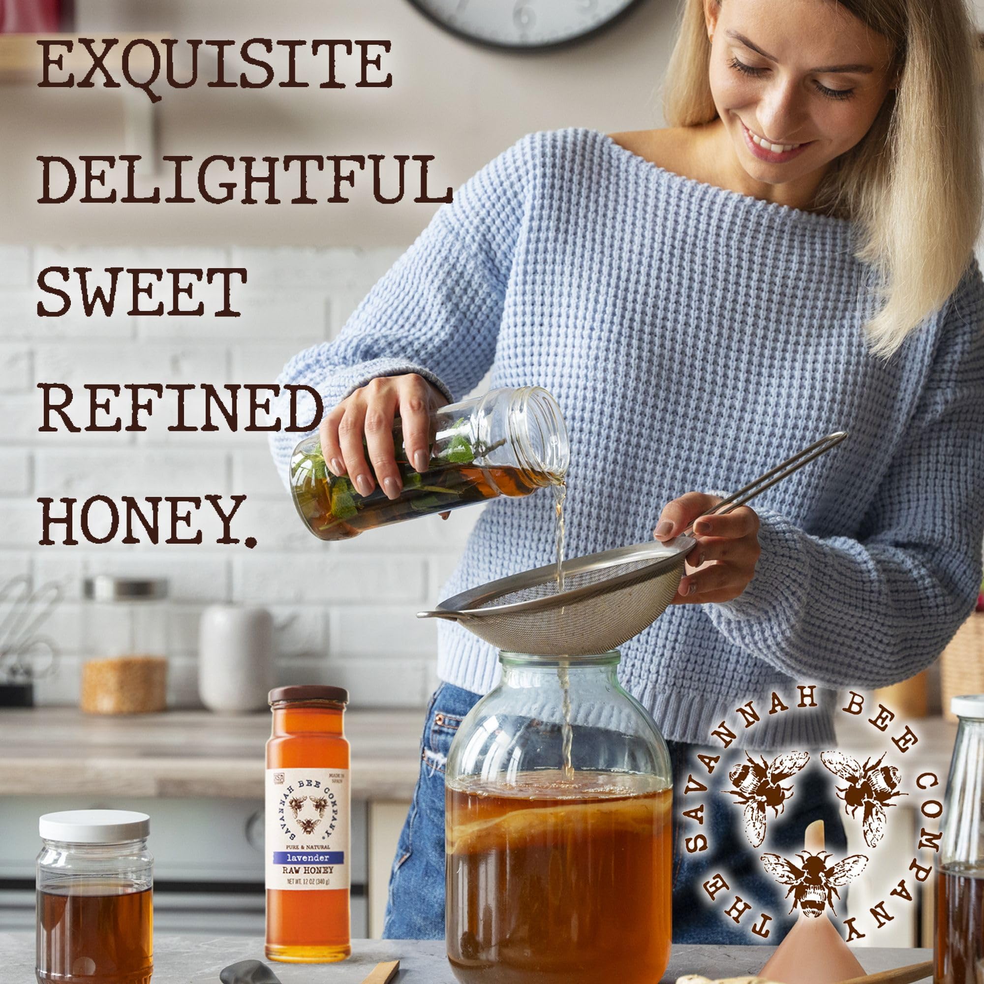 Savannah Bee Company Pure Organic Raw Honey - 12oz Lavender Infused Honey, Unfiltered & Natural | Perfect for Tea, Baking, Skin Care & Gifts