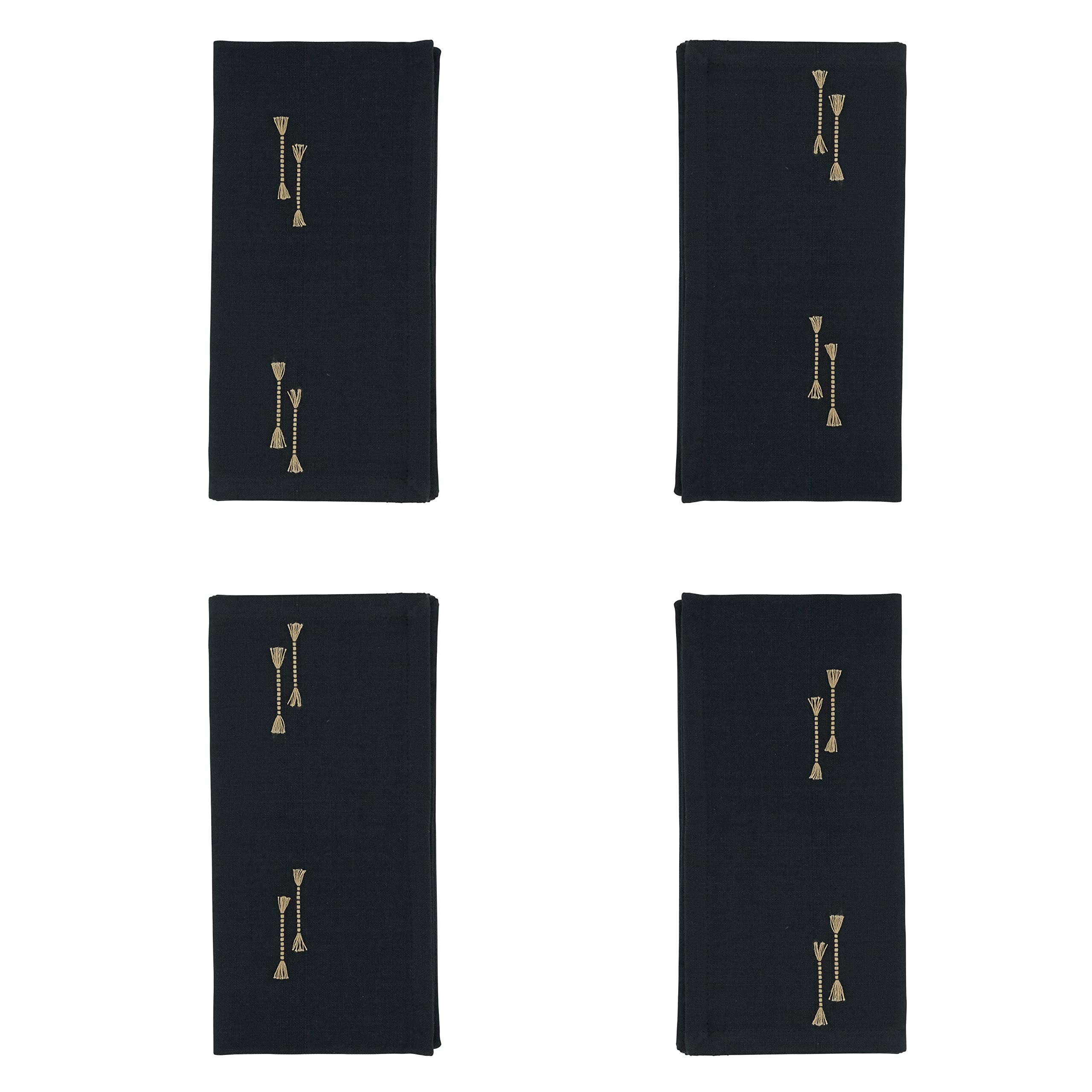 Elegant Fringe Line Table Napkins Set of 4 - Premium Cotton Decorative Dinner Napkins for Formal Dining, Parties & Holiday Gatherings