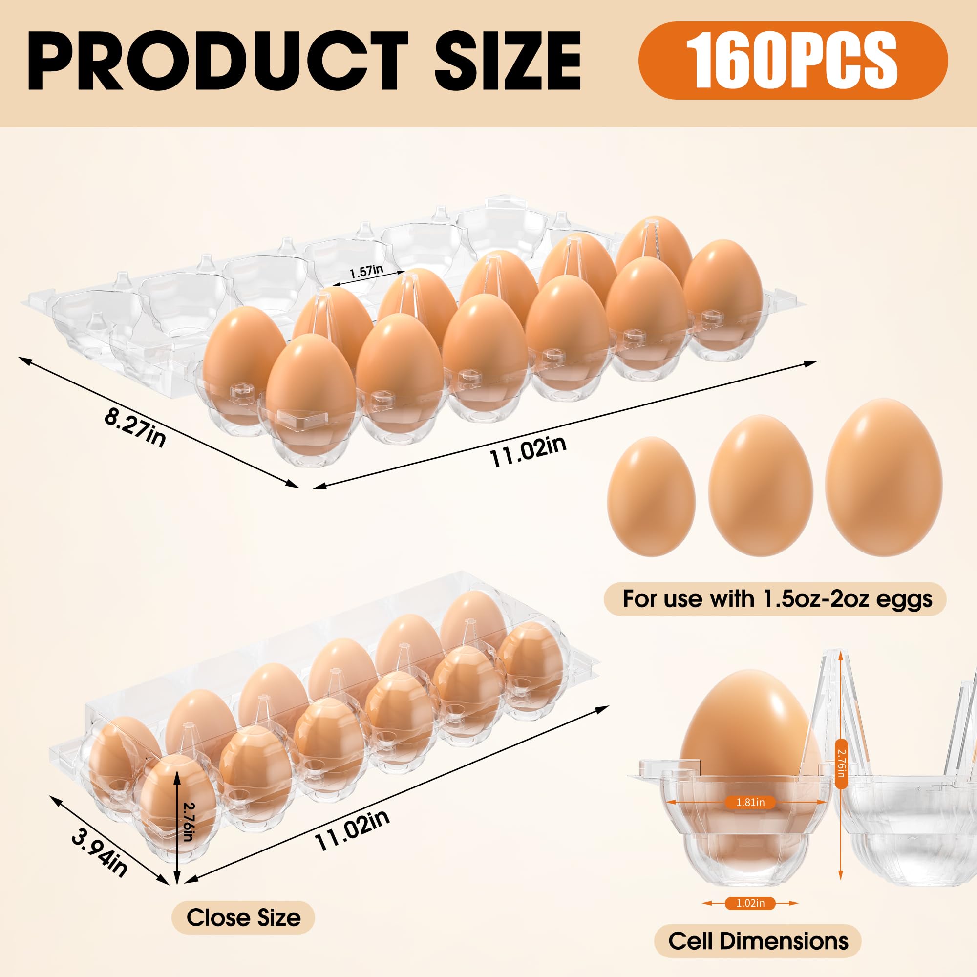 100 Pack Clear 12-Count Reusable Egg Cartons - Bulk Empty Egg Trays with 2x6 Grids for Fresh Chicken Eggs | Perfect for Refrigerator Storage, Chicken Farming, Home Use & Farmers Markets