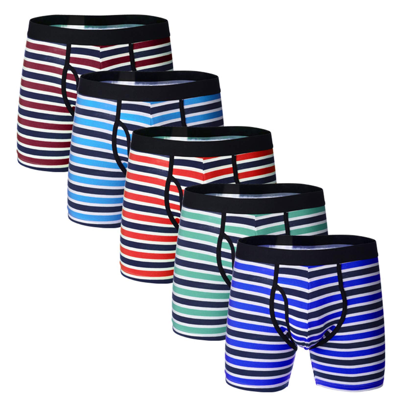 Premium Men's Bamboo Boxer Briefs - Ultra Soft, Breathable & Moisture-Wicking Underwear - Multipack (5-Pack, Medium, Multicolor) - Perfect for Travel, Gym & Everyday Comfort