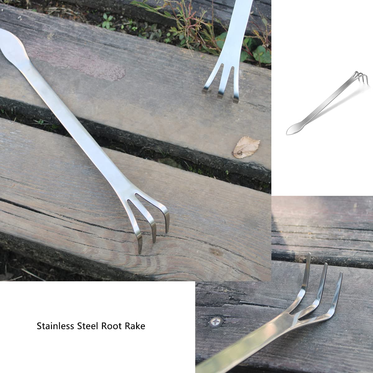 Stainless Steel Root Rake - 3 Prong Garden Tool for Bonsai & Plants - Perfect for Soil Loosening & Gardening