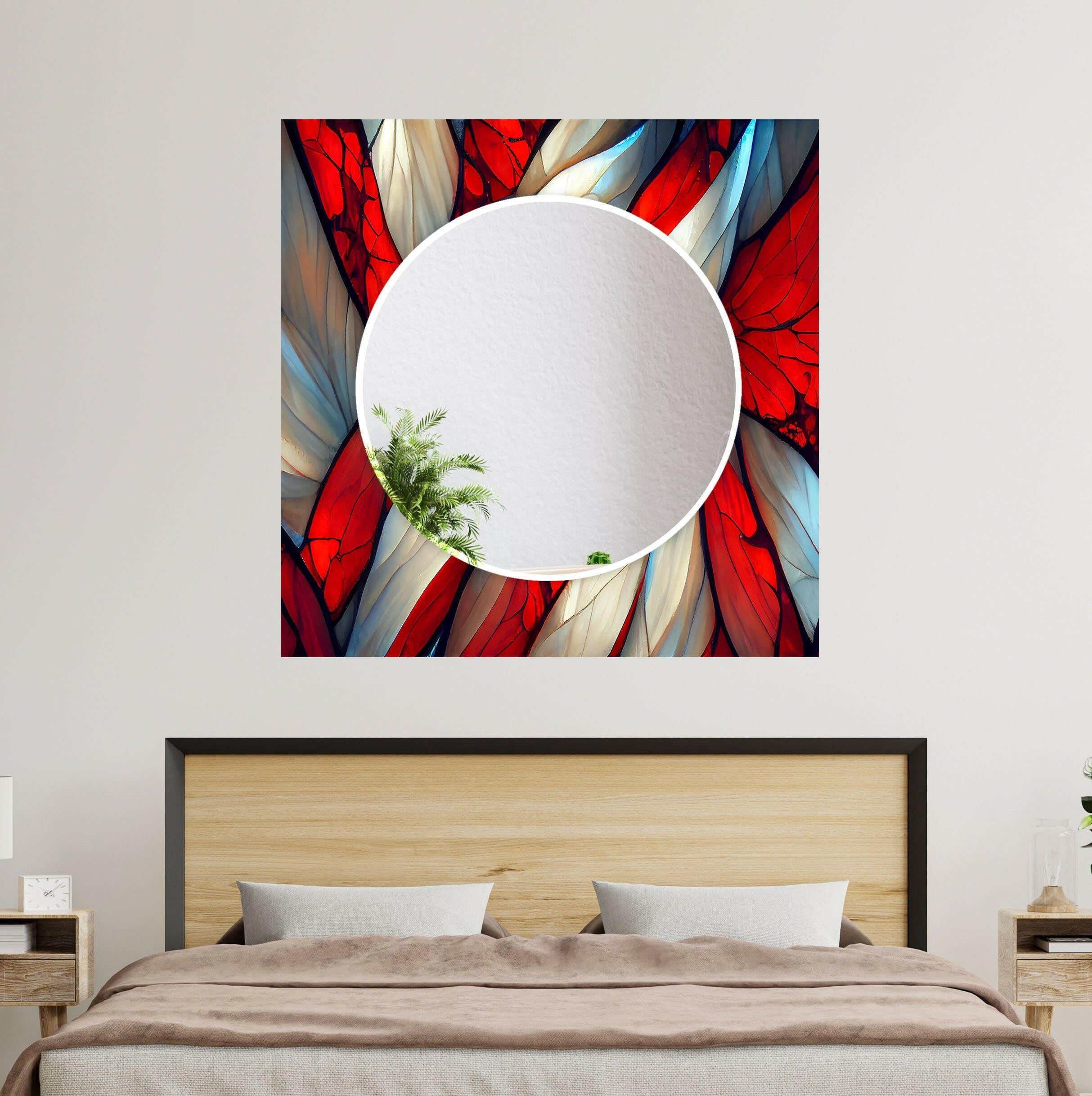 Vibrant Stained Glass Wall Mirror - Handcrafted Decorative Mirror for Living Room, Bedroom, Bathroom & Entryway - Boho Home Decor & Feng Shui Accent Piece