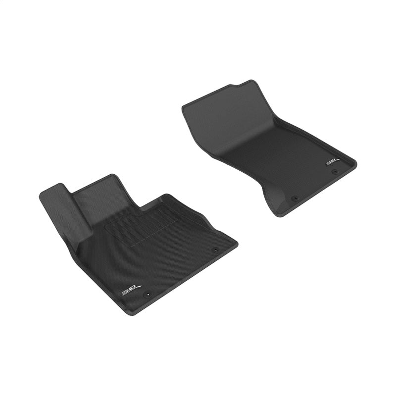 3D MAXpider Custom Fit All-Weather Floor Mats for 2017-2021 Genesis G90 AWD - Kagu Series 1st Row Black Car Mats | Perfect for Winter, Rain & Snow Protection