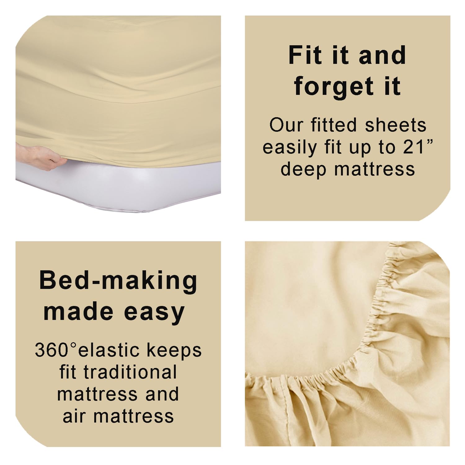 Bedecor Twin Size Air Mattress Sheets - Super Soft & Breathable Removable Fitted Sheet with Deep Pocket (21