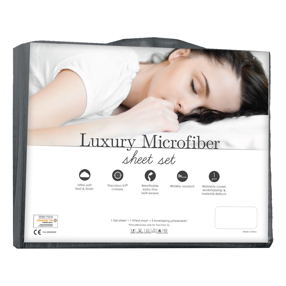 PureCare Luxury Microfiber Sheet Set - Ultra Soft Bed Sheets for All Seasons - Perfect for Master Bedroom, Guest Room & Dorm