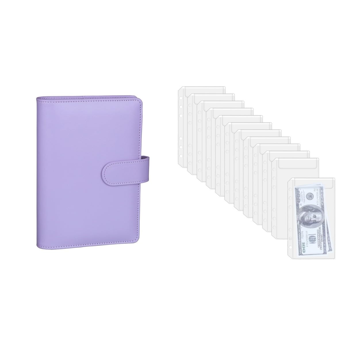 Antner A6 PU Leather Notebook Binder with 12 Pockets - Purple | 6-Hole Refillable Planner Organizer for School, Office & Journaling | Perfect for Students, Professionals & Creative Writing