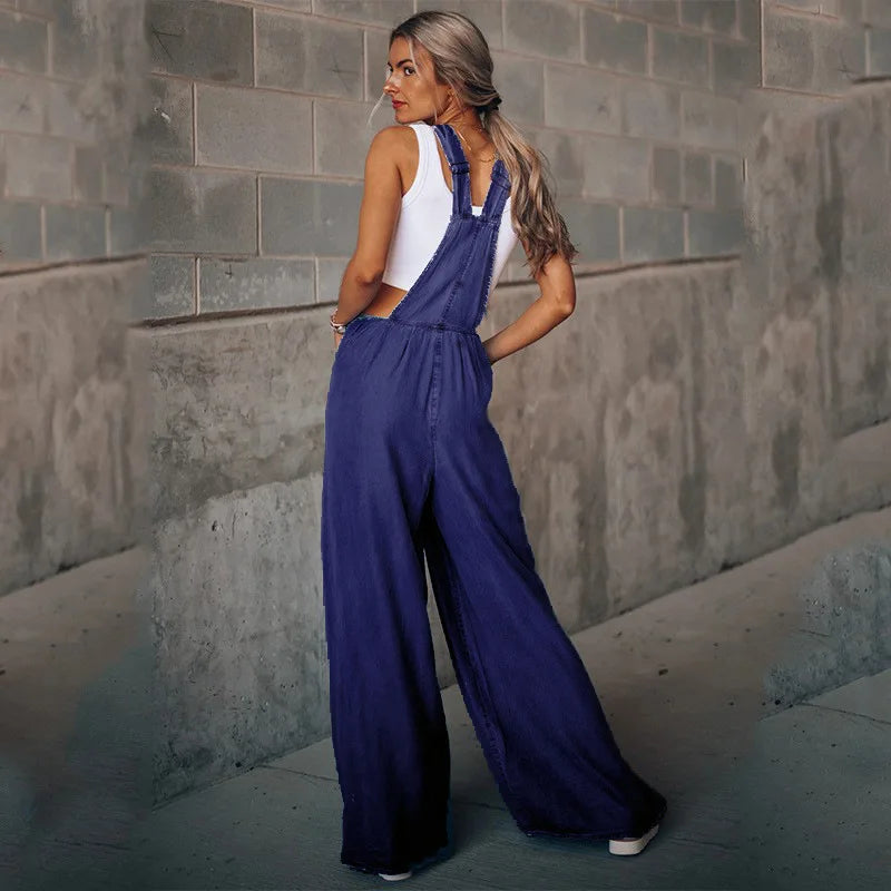Women's Fashion Denim Overalls Jumpsuit with Pockets - Loose Fit Casual Romper Playsuit for Spring | Perfect for Everyday Wear, Weekend Outings & Street Style Fashion