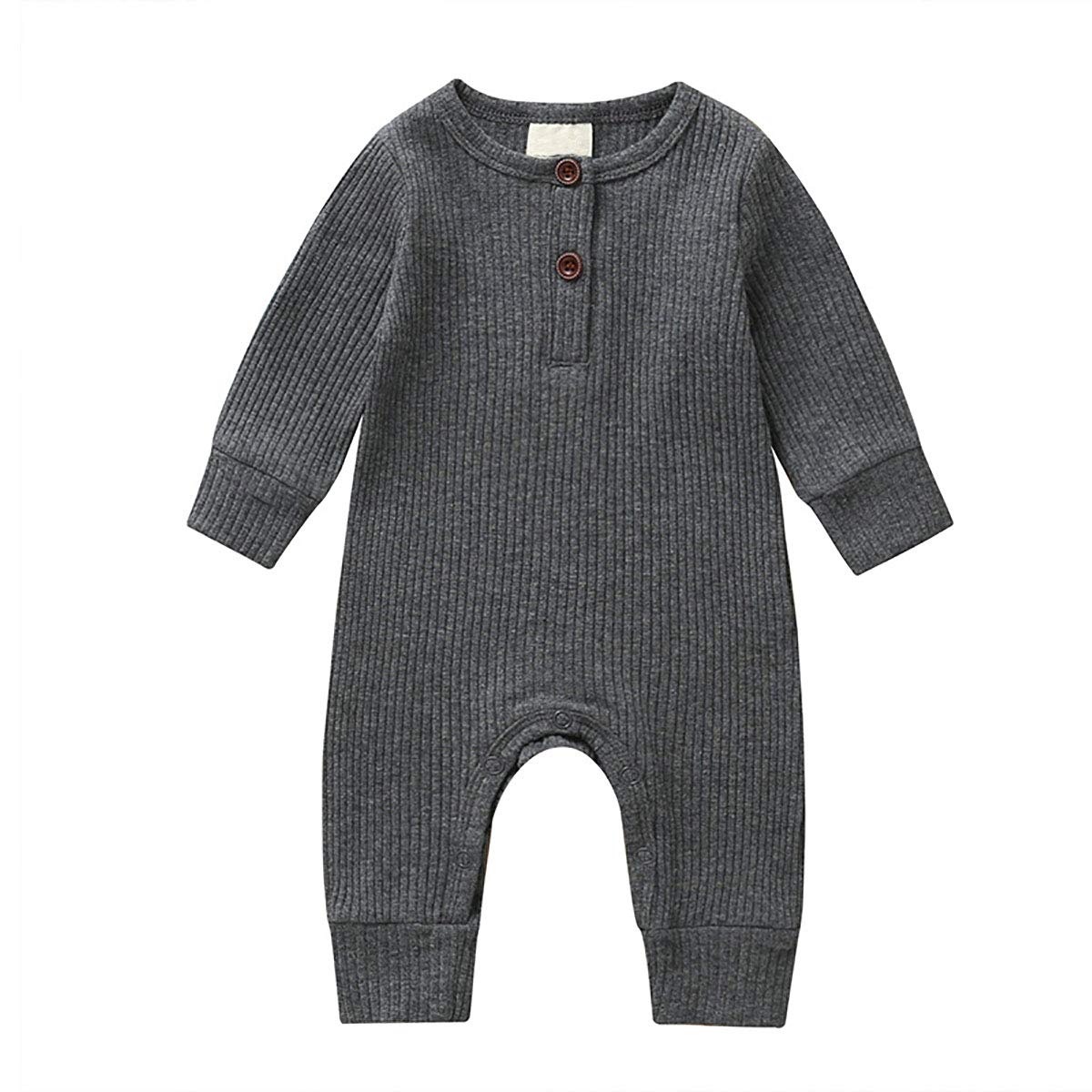 GUMEMO Newborn Baby Romper Jumpsuit - Unisex Long Sleeve Knit Bodysuit with Buttons for Infant Boys & Girls | Perfect for Family Photos, Daily Wear & Special Occasions