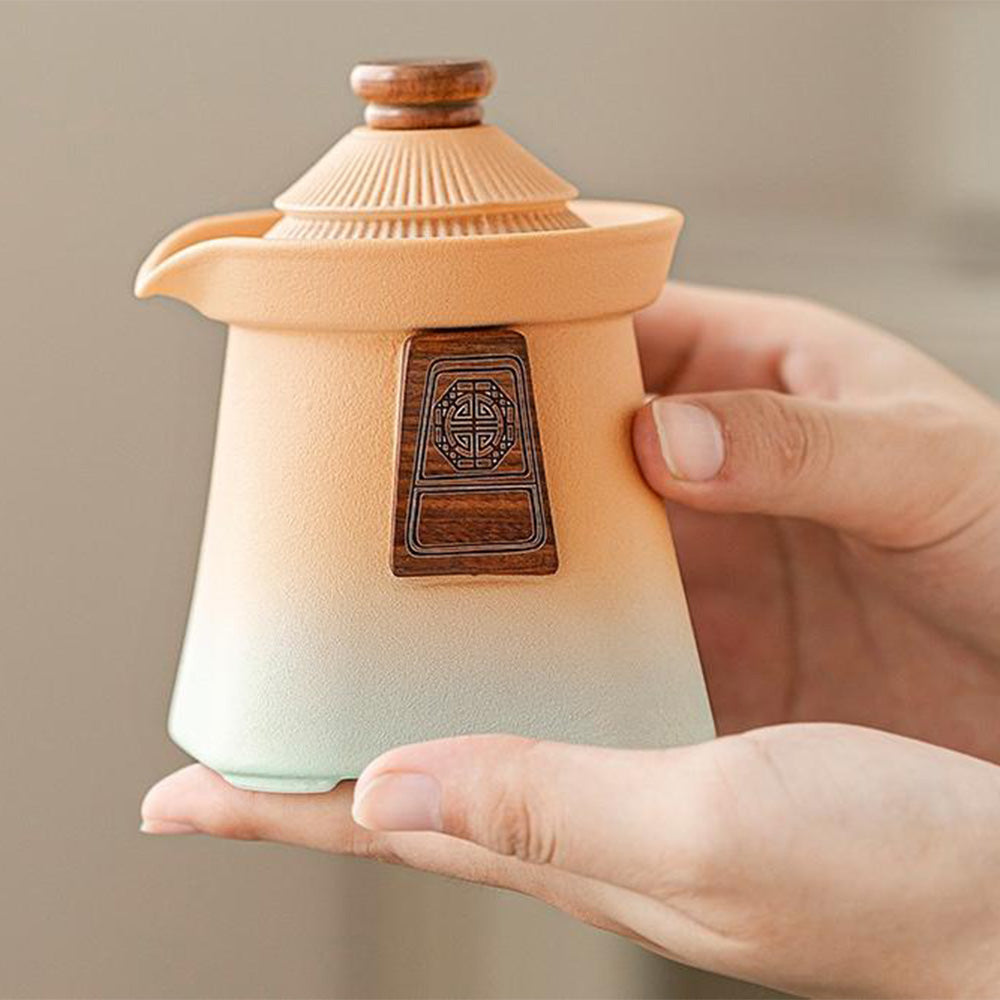 Premium Chinese Palace Kuai Ke Travel Tea Set - Portable Ceramic Tea Cup with Infuser - Perfect for Camping, Office, and Gifts