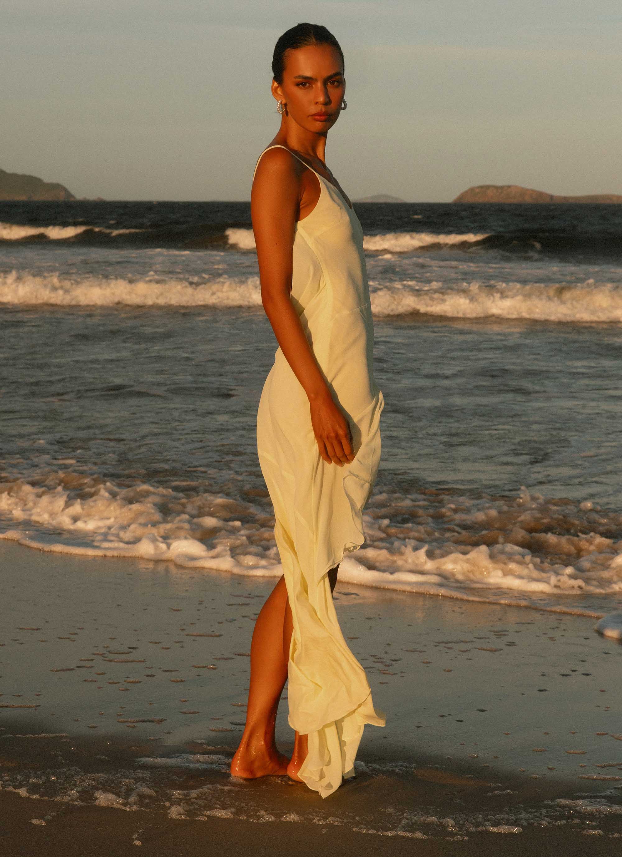 Ariel Maxi Dress for Women - Flowy Baby Yellow Summer Dress - Perfect for Beach, Vacation, and Casual Outings