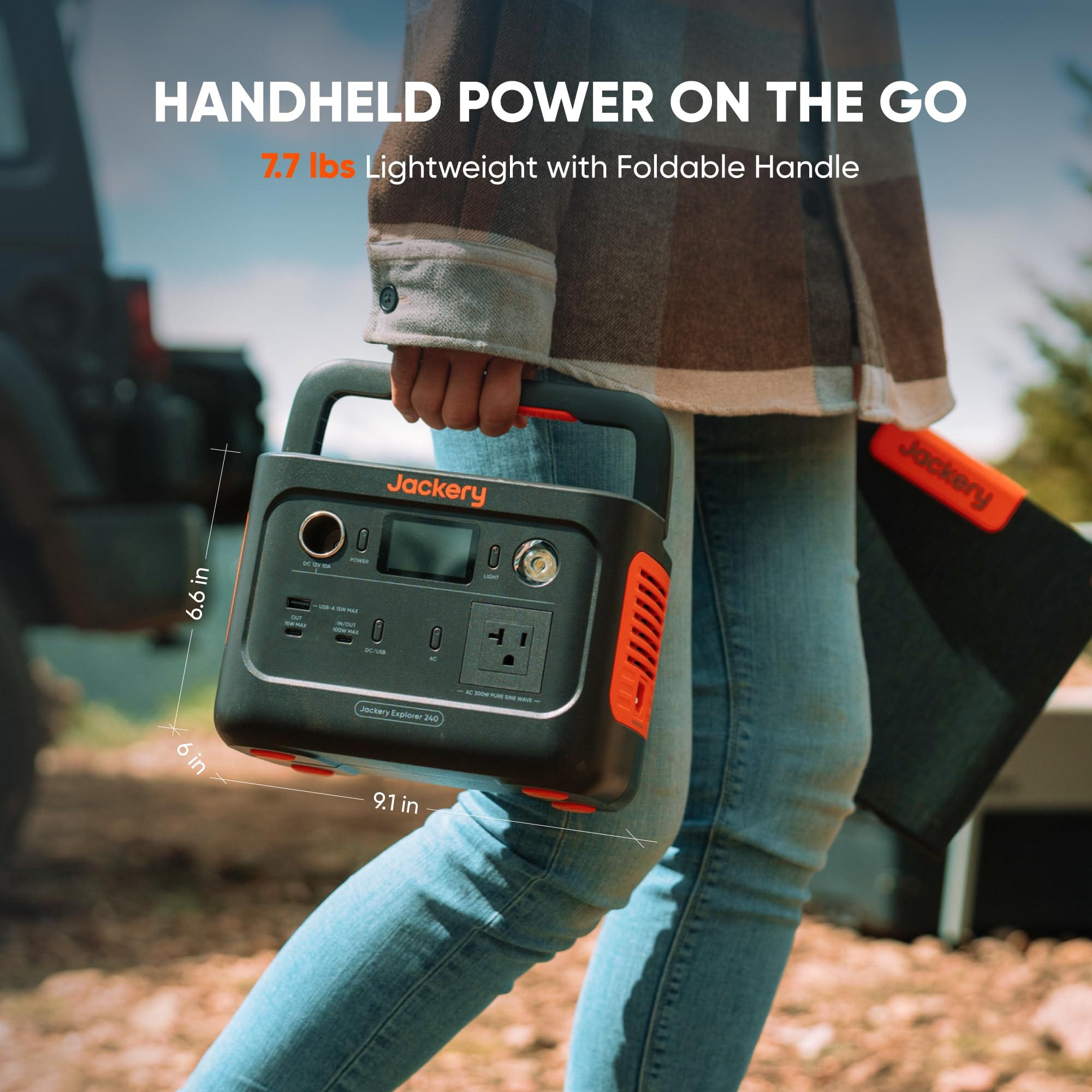 Jackery Solar Generator 240 v2 with 40W Mini Solar Panel | 256Wh LiFePO4 Battery | 300W AC & 100W USB-C Output | Ultra Fast Solar Charging for Outdoor Camping, RV Trips, Home Backup & Emergency Power Supply | Portable Solar Power Station for Off-Grid Living, Road Trips & Natural Disasters