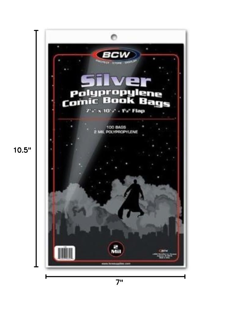 BCW Silver Age Comic Book Bags & Boards - 1000 Pack Acid-Free Storage | Clear Comic Book Sleeves & Backing Boards | Perfect for Collecting, Preserving & Displaying Silver Age Comics