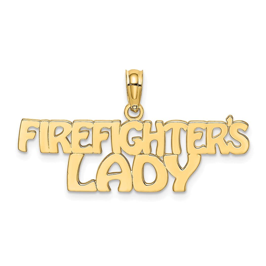 14K Solid Gold Textured Firefighter Pendant Necklace for Women - 15x30mm Polished Jewelry Gift for First Responders, Nurses & Brave Ladies - Perfect for Daily Wear, Special Occasions & Appreciation Gifts