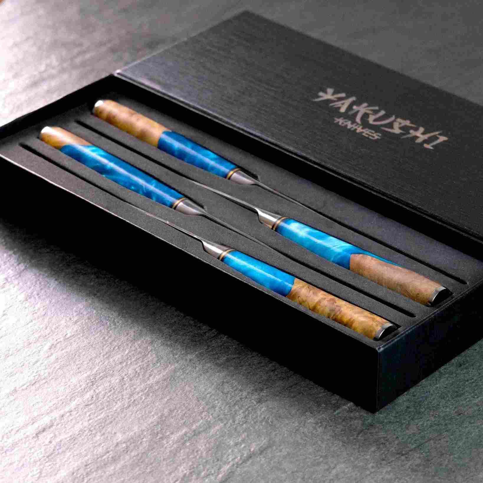 Premium Yakushi™ Damascus Steel Steak Knife Set - 6-Piece High-Carbon Stainless Steel Knives with Ergonomic Handles - Perfect for Steak Dinners, BBQ Parties & Gourmet Cooking