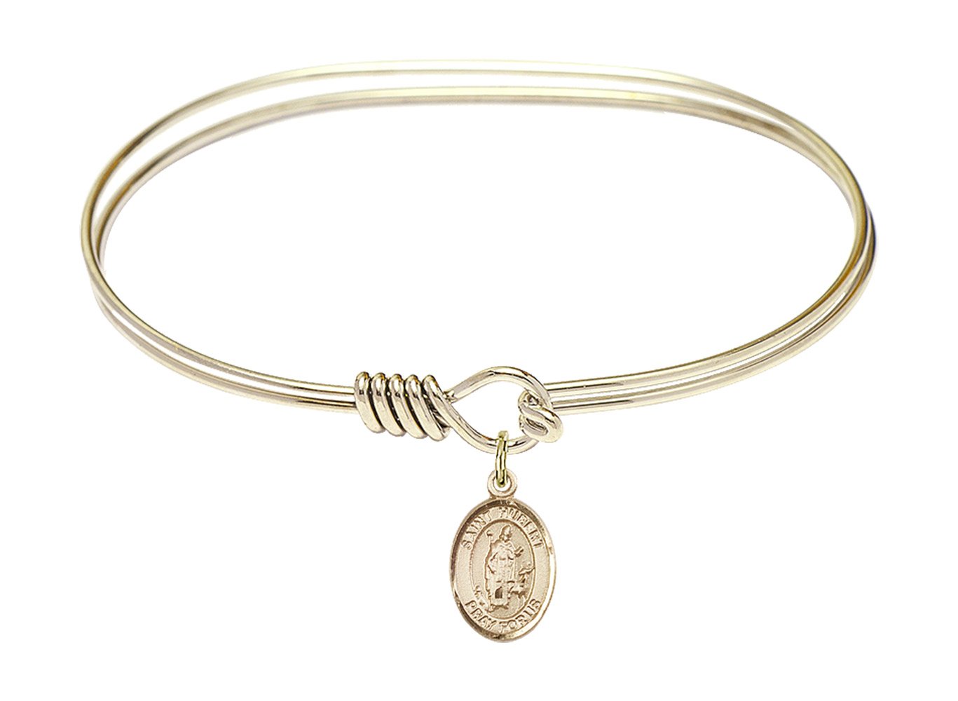 F A Dumont 7 Inch Oval Eye Hook Bangle Bracelet with St. Hubert of Liege Charm - Elegant Jewelry for Women, Perfect for Parties, Weddings & Everyday Wear