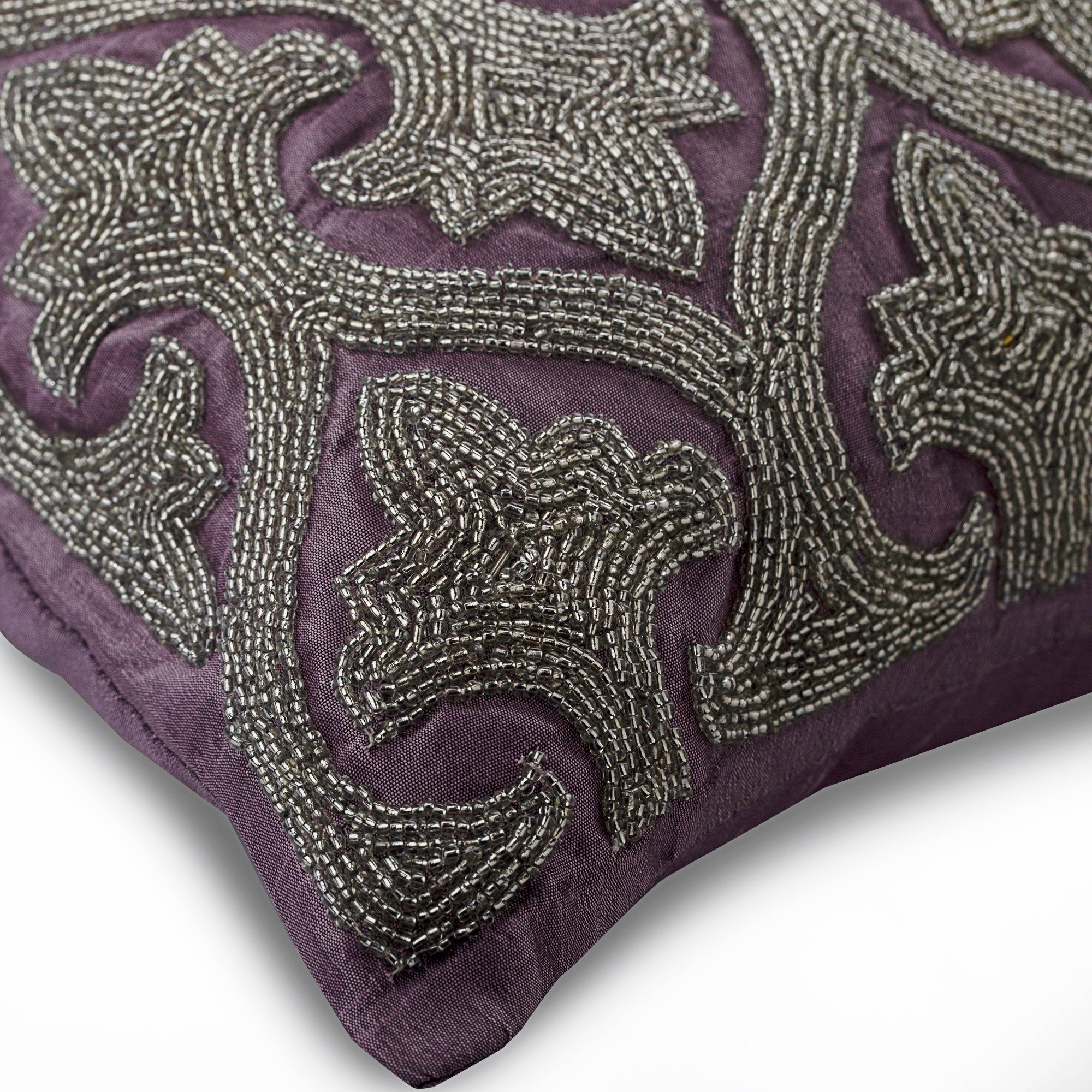 Azita Purple Silk Throw Pillow Cover - Elegant Decorative Cushion for Sofa, Bed & Home Decor