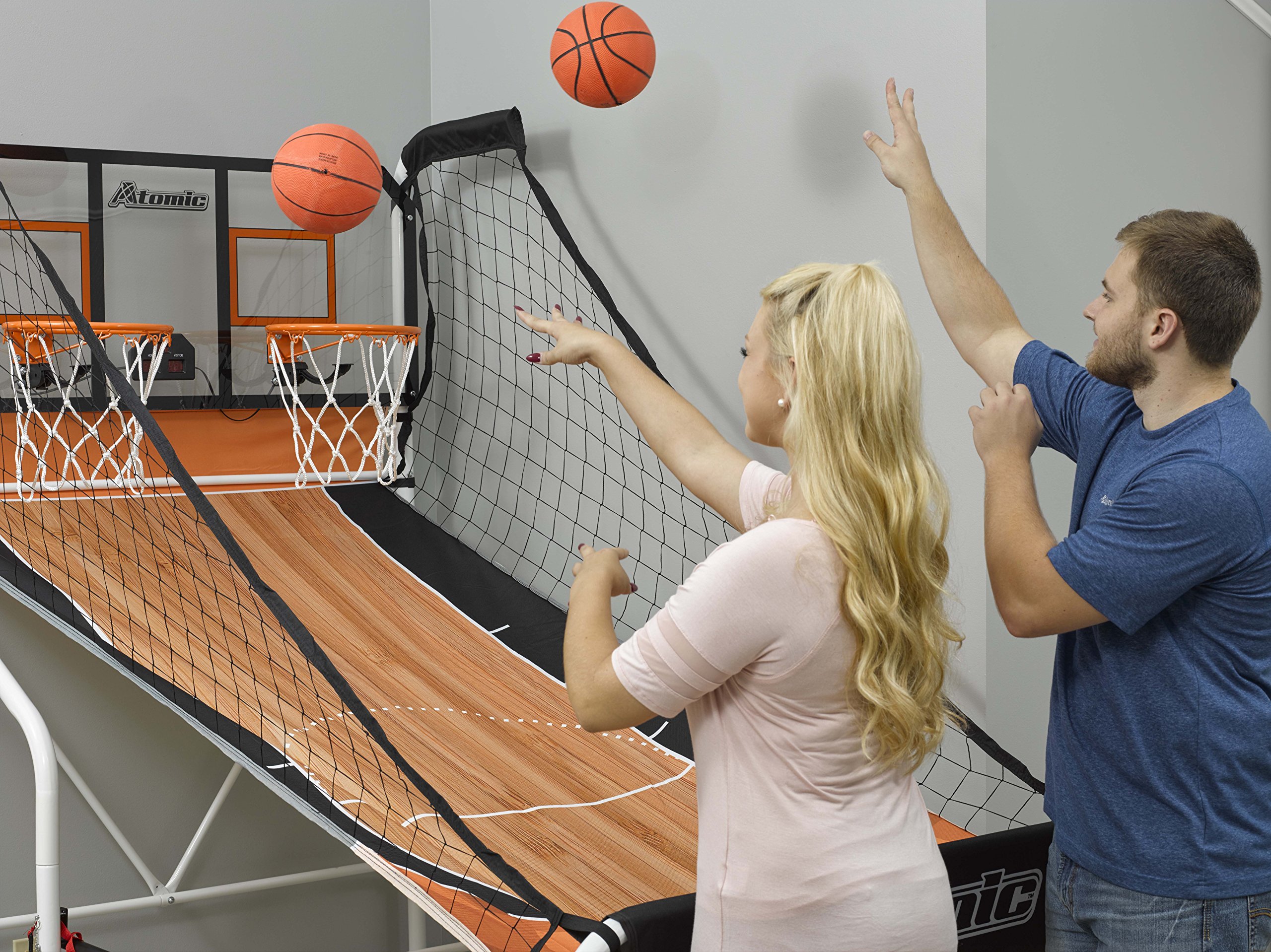Atomic Slam Dunk Basketball Shootout Game Set with 4 Mini Basketballs, Air Pump & Needle - Perfect for Indoor/Outdoor Sports, Kids Birthday Parties & Family Game Nights