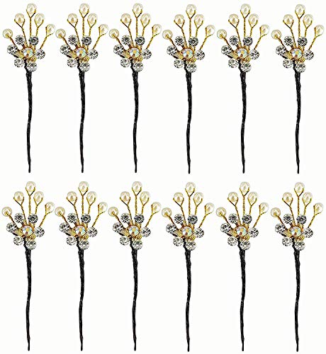 12-Piece Multicolor Floral Hair Pins for Women - Elegant Hair Accessories Set for Weddings, Parties & Everyday Styling