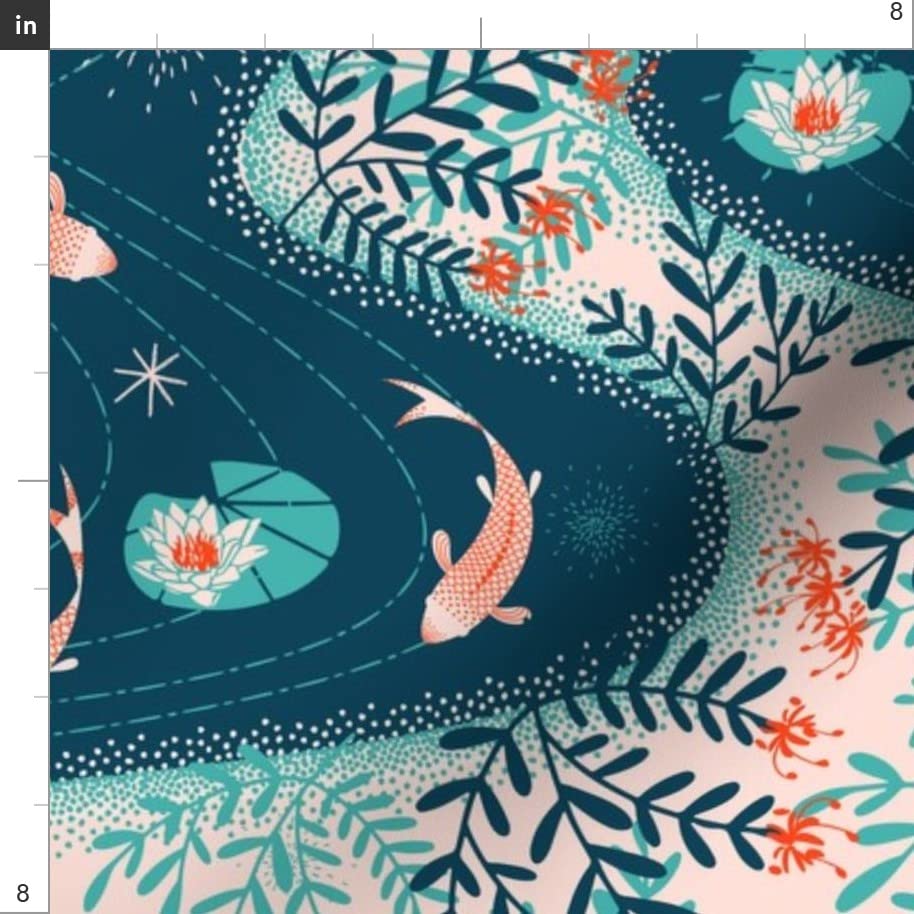 Spoonflower Waterways Printed Minky Fabric Fat Quarter - Soft Plush for Baby Blankets, Quilt Backing & Sewing Projects - Perfect for Nursery Decor, DIY Crafts & Cozy Home Textiles