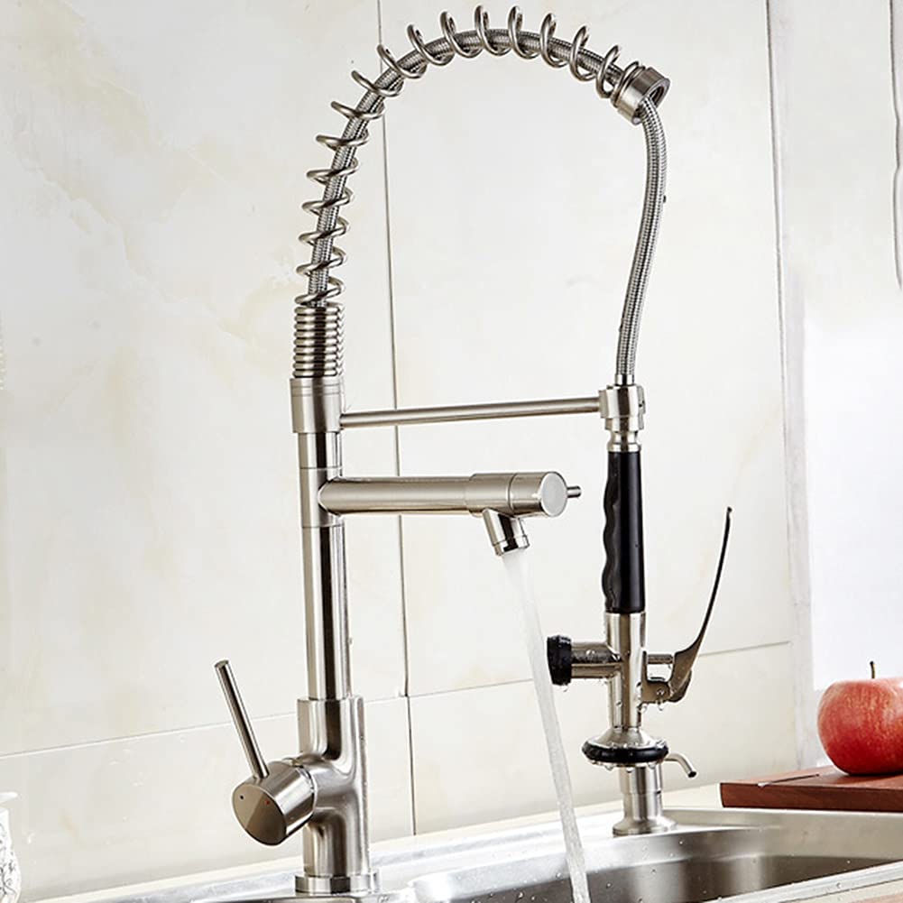 Brrnoo 360 Degree Rotating Spring Faucet - Brushed Nickel Kitchen Sink Faucet with Small Buckle Design for Modern Homes | Perfect for Washing Dishes, Filling Pots & Everyday Kitchen Tasks