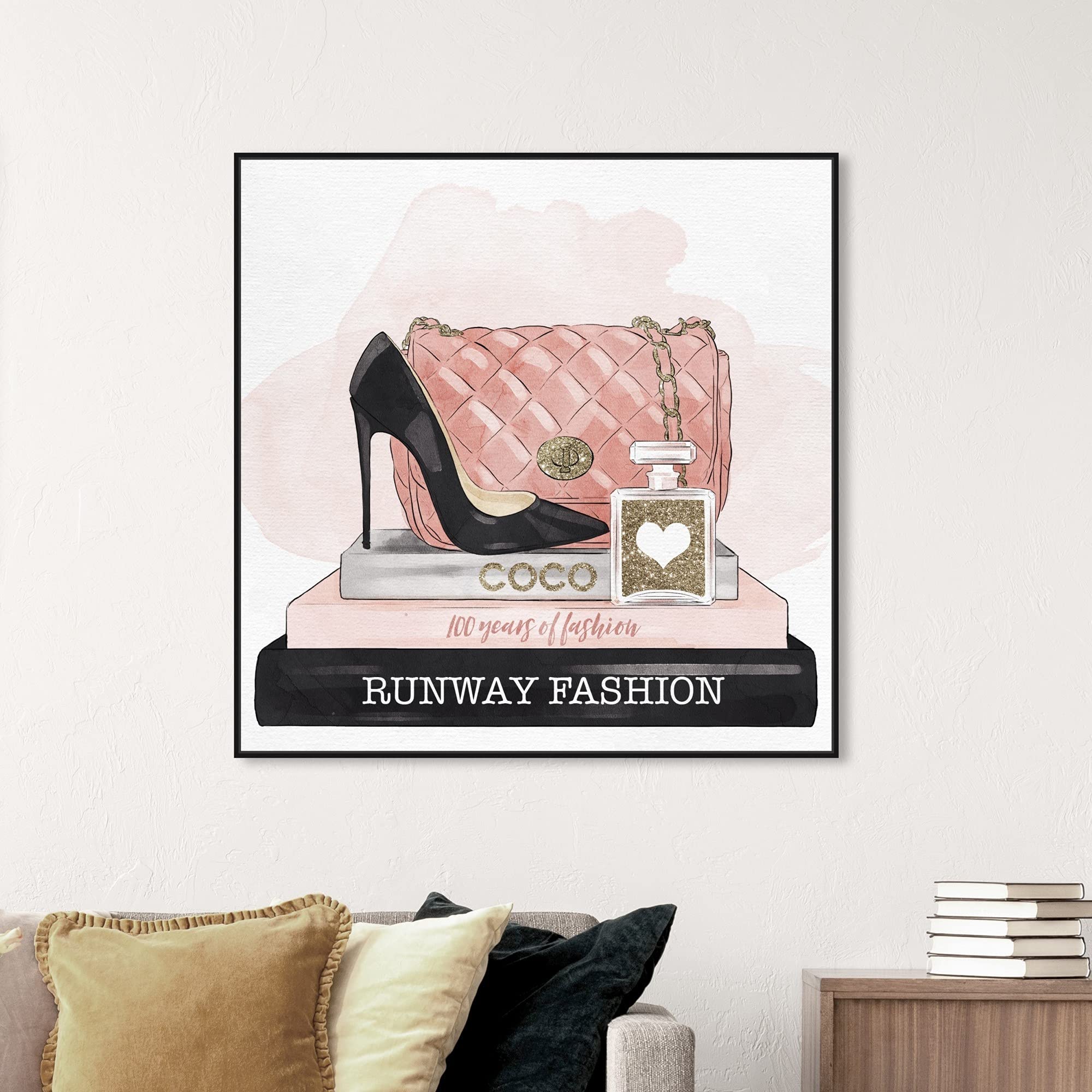 Oliver Gal Artist Co. Fashion Glam Wall Art Canvas Print - 40x40 Inch Black Floating Frame Gold Glitter Home Decor for Living Room, Bedroom & Office